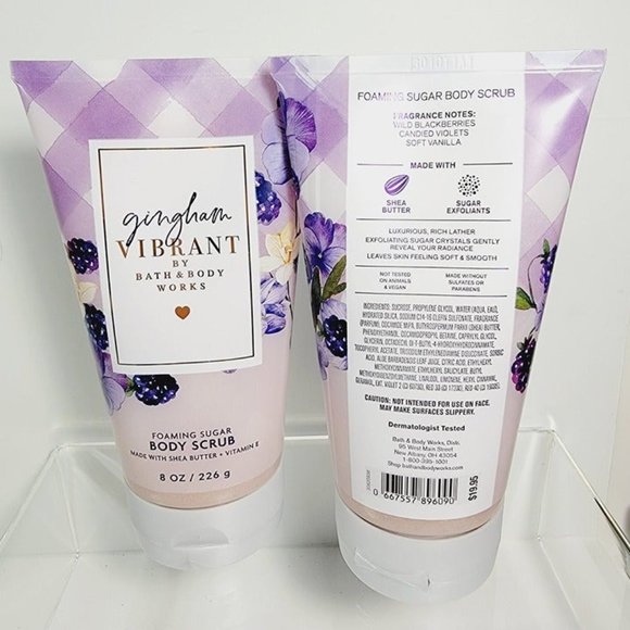 2 Gingham VIBRANT Bath & Body Works Foaming Sugar Body Scrub 8oz each NEW - Picture 5 of 8